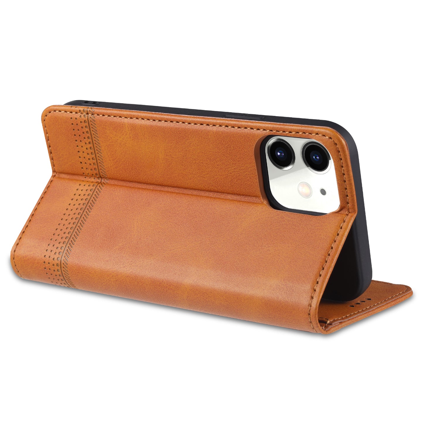 AZNS Shockproof Auto-absorbed Wallet Design PU Leather Folio Flip Phone Cover for iPhone 13 Pro 6.1 inch