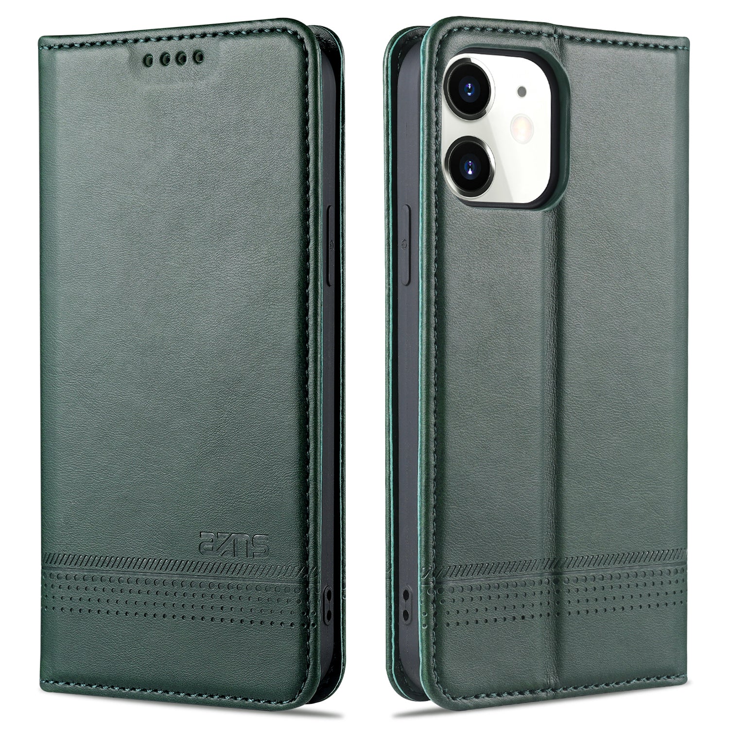 AZNS Shockproof Auto-absorbed Wallet Design PU Leather Folio Flip Phone Cover for iPhone 13 Pro 6.1 inch