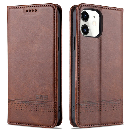 AZNS Shockproof Auto-absorbed Wallet Design PU Leather Folio Flip Phone Cover for iPhone 13 Pro 6.1 inch