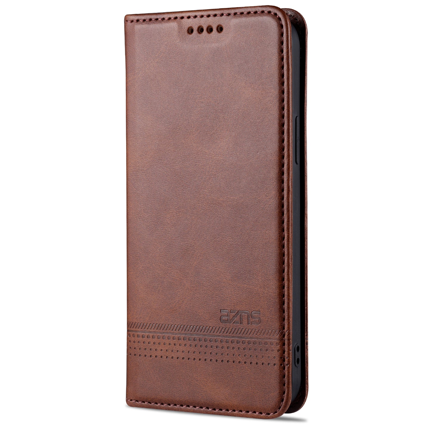 AZNS Shockproof Auto-absorbed Wallet Design PU Leather Folio Flip Phone Cover for iPhone 13 Pro 6.1 inch