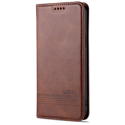 AZNS Shockproof Auto-absorbed Wallet Design PU Leather Folio Flip Phone Cover for iPhone 13 Pro 6.1 inch