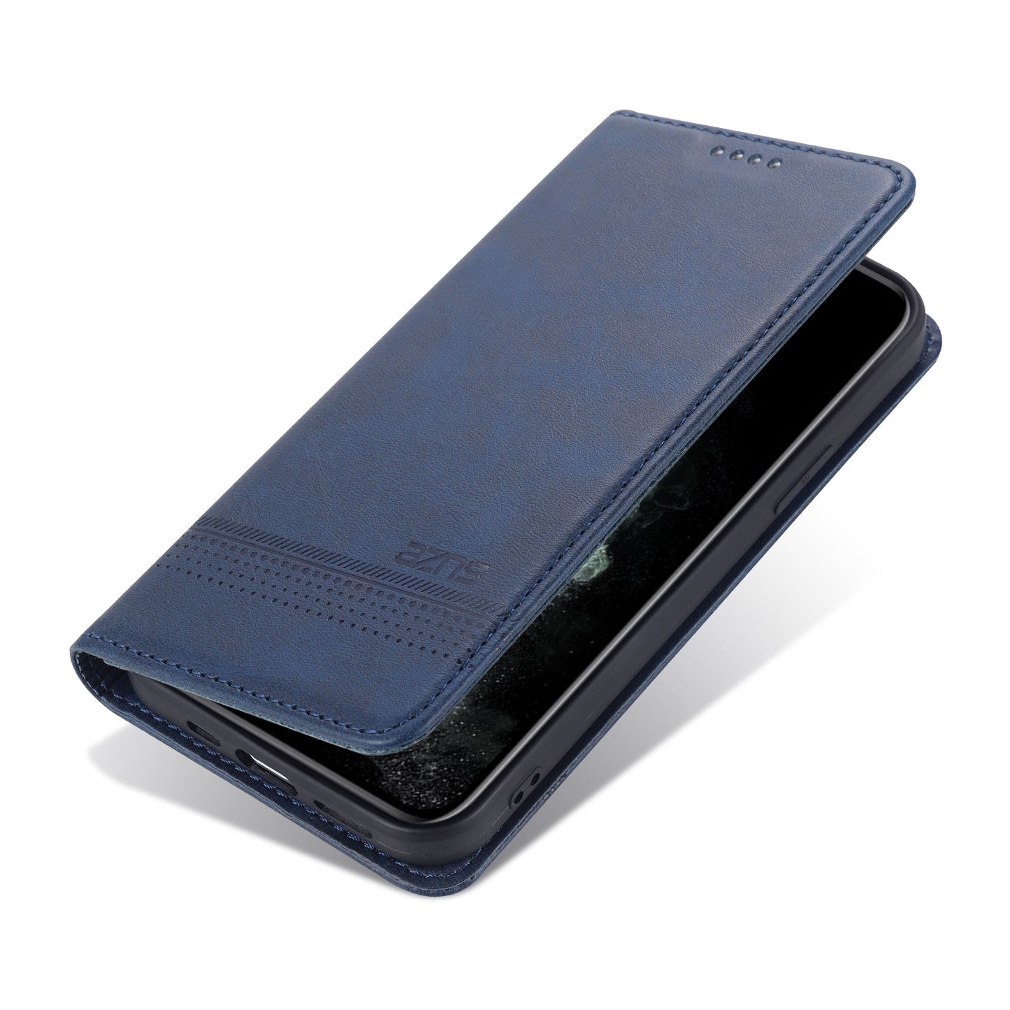 AZNS Shockproof Auto-absorbed Wallet Design PU Leather Folio Flip Phone Cover for iPhone 13 Pro 6.1 inch