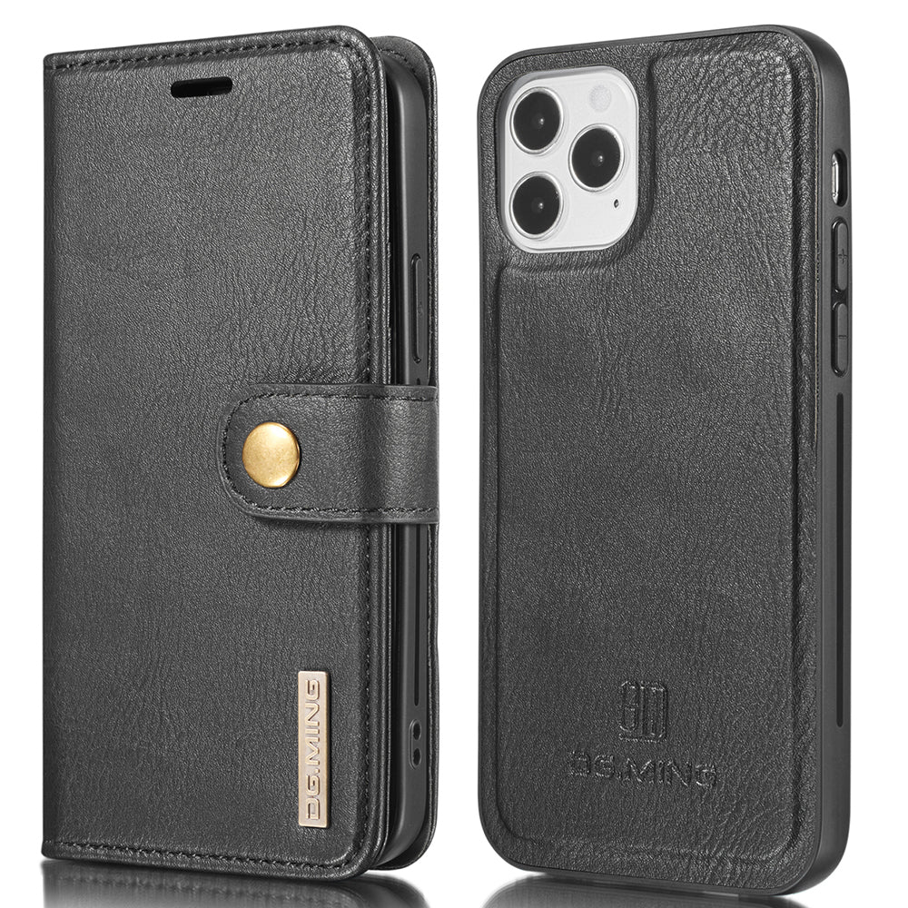 DG.MING For iPhone 13 Pro 6.1 inch Drop-resistant Anti-scratch Split Leather Wallet Detachable 2-in-1 Phone Shell