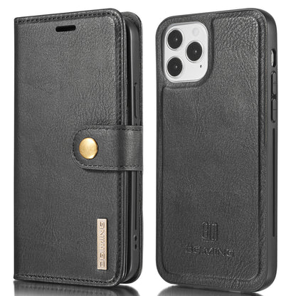 DG.MING For iPhone 13 Pro 6.1 inch Drop-resistant Anti-scratch Split Leather Wallet Detachable 2-in-1 Phone Shell