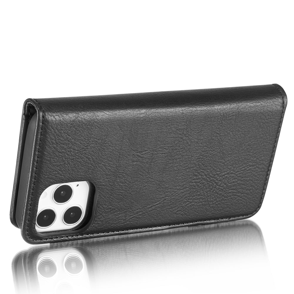 DG.MING For iPhone 13 Pro 6.1 inch Drop-resistant Anti-scratch Split Leather Wallet Detachable 2-in-1 Phone Shell