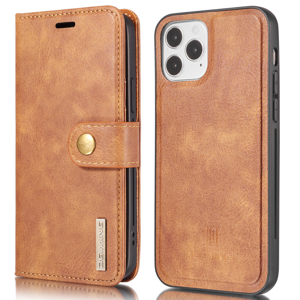 DG.MING For iPhone 13 Pro 6.1 inch Drop-resistant Anti-scratch Split Leather Wallet Detachable 2-in-1 Phone Shell