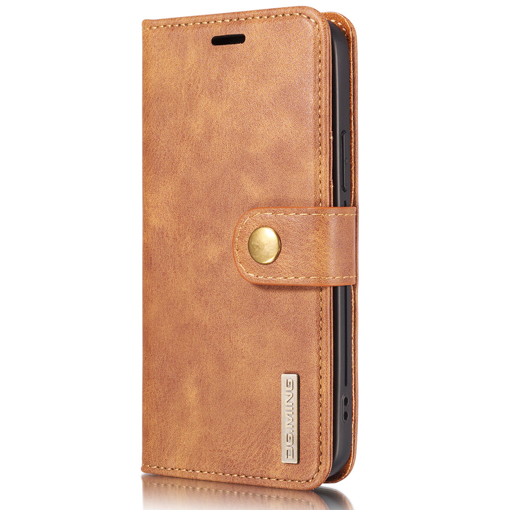 DG.MING For iPhone 13 Pro 6.1 inch Drop-resistant Anti-scratch Split Leather Wallet Detachable 2-in-1 Phone Shell