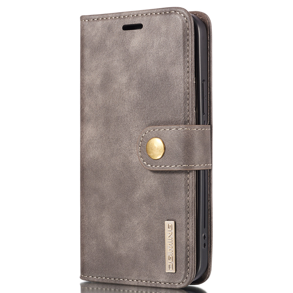 DG.MING For iPhone 13 Pro 6.1 inch Drop-resistant Anti-scratch Split Leather Wallet Detachable 2-in-1 Phone Shell