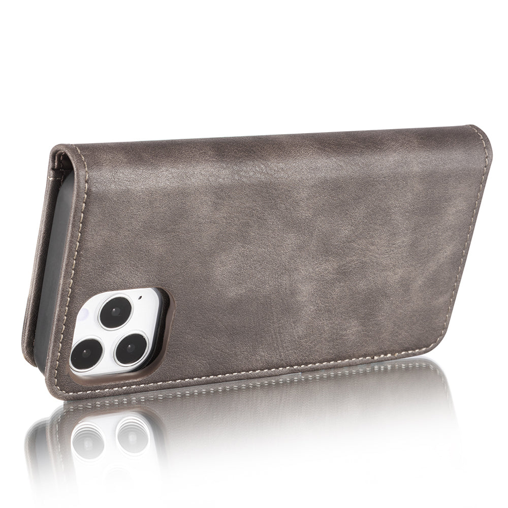DG.MING For iPhone 13 Pro 6.1 inch Drop-resistant Anti-scratch Split Leather Wallet Detachable 2-in-1 Phone Shell
