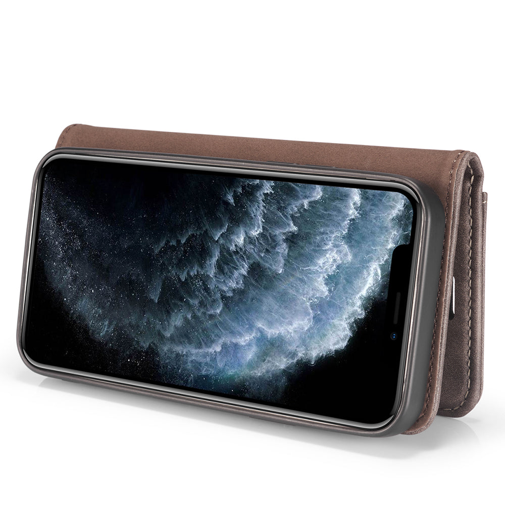 DG.MING For iPhone 13 Pro 6.1 inch Drop-resistant Anti-scratch Split Leather Wallet Detachable 2-in-1 Phone Shell