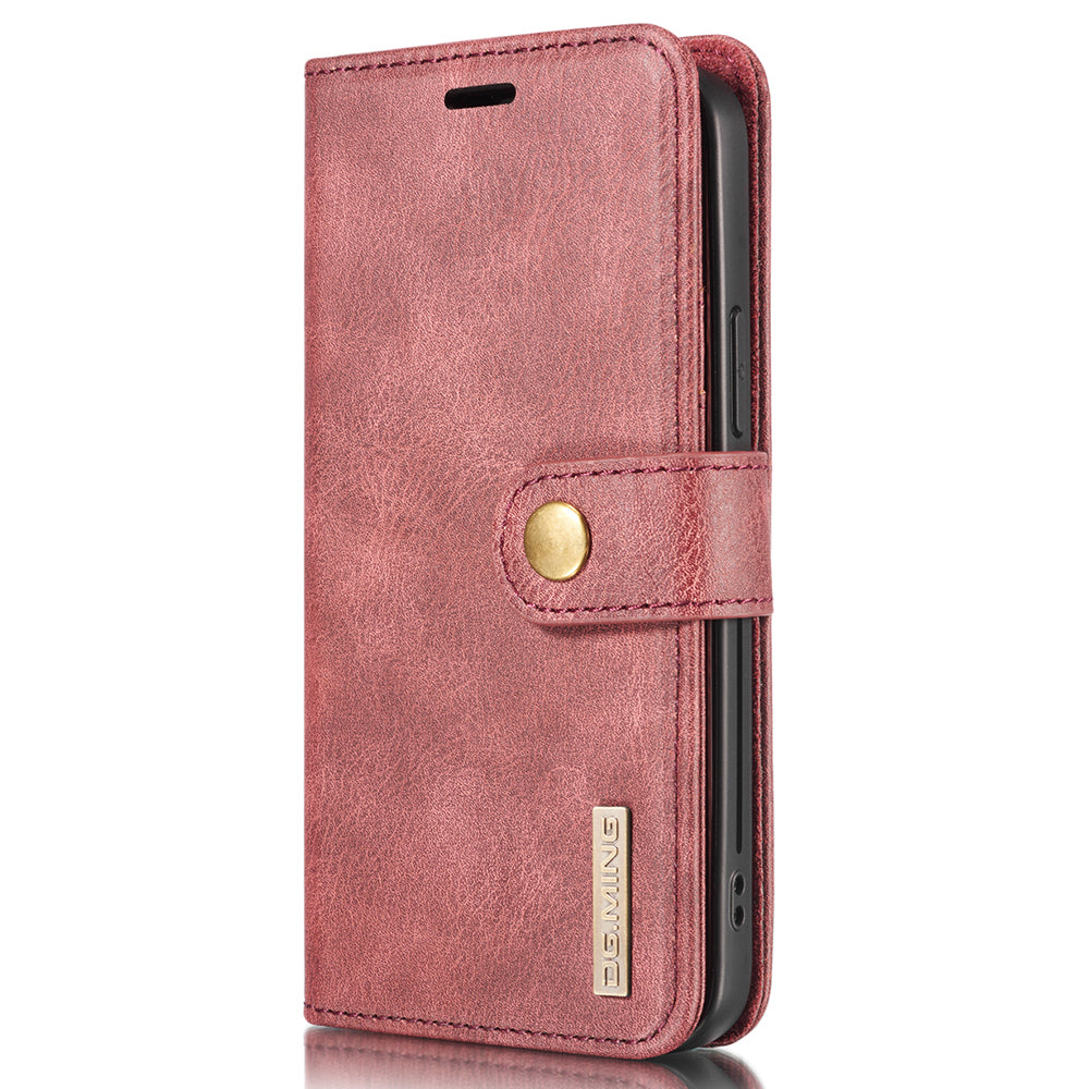 DG.MING For iPhone 13 Pro 6.1 inch Drop-resistant Anti-scratch Split Leather Wallet Detachable 2-in-1 Phone Shell
