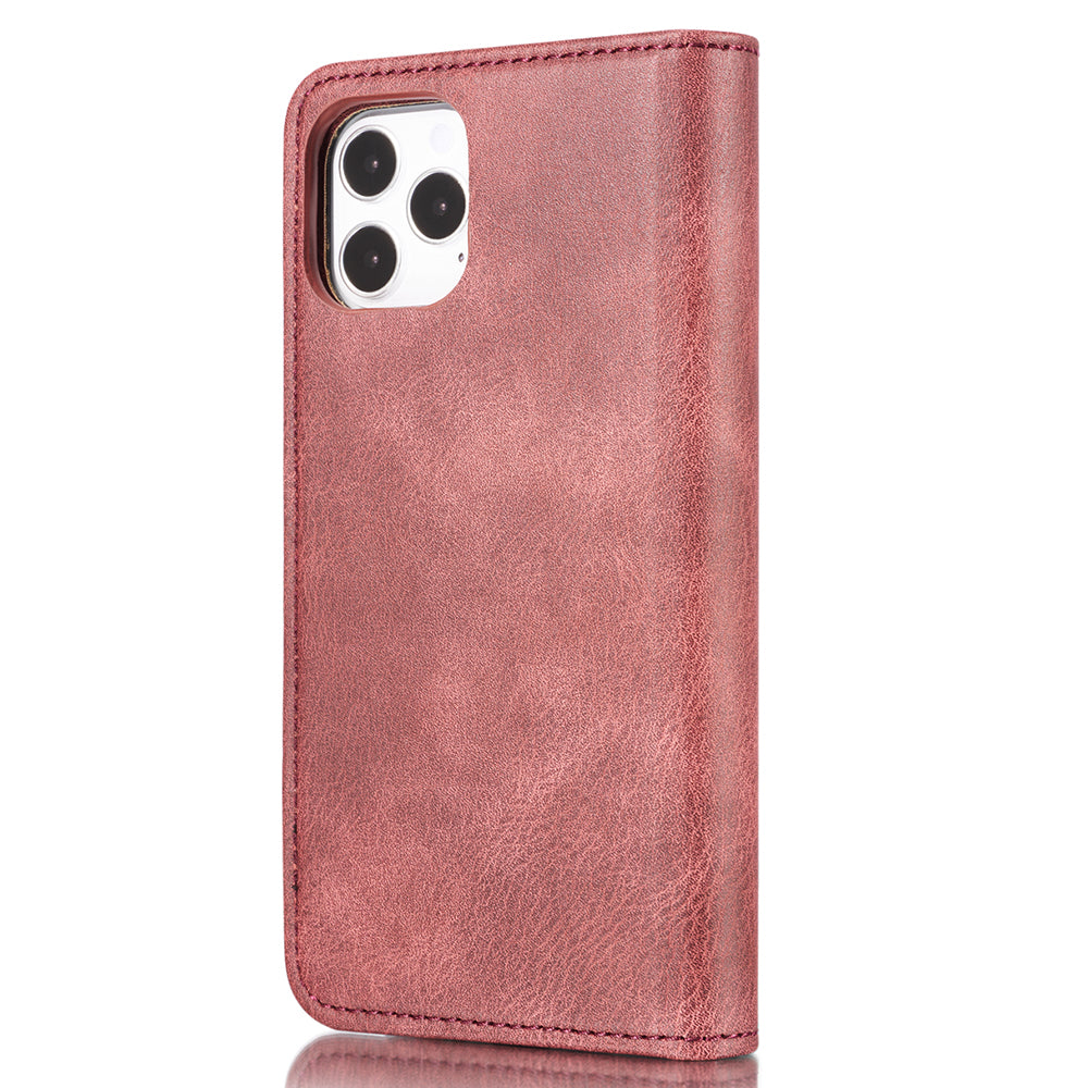 DG.MING For iPhone 13 Pro 6.1 inch Drop-resistant Anti-scratch Split Leather Wallet Detachable 2-in-1 Phone Shell