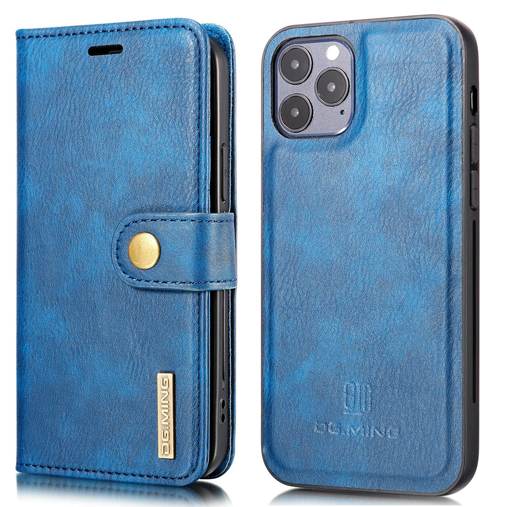 DG.MING For iPhone 13 Pro 6.1 inch Drop-resistant Anti-scratch Split Leather Wallet Detachable 2-in-1 Phone Shell