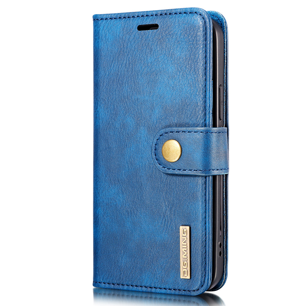 DG.MING For iPhone 13 Pro 6.1 inch Drop-resistant Anti-scratch Split Leather Wallet Detachable 2-in-1 Phone Shell