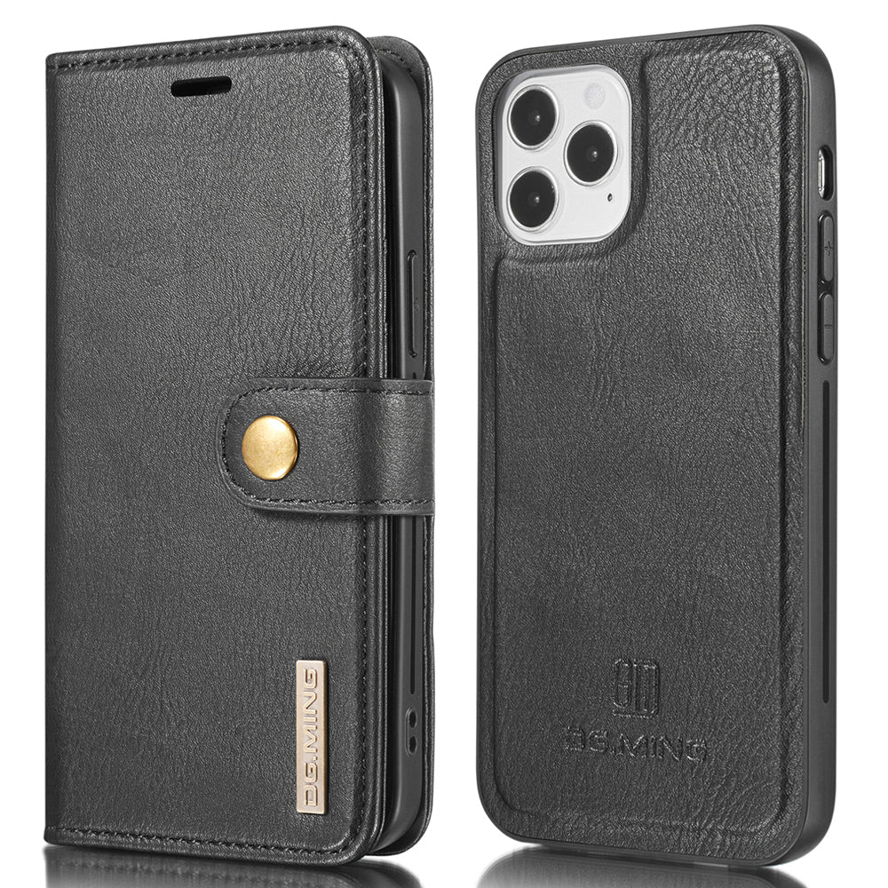 DG.MING For iPhone 13 Pro Max 6.7 inch Comfortable Hand Feeling Anti-scratch Split Leather Wallet Design Detachable 2-in-1 Phone Cover