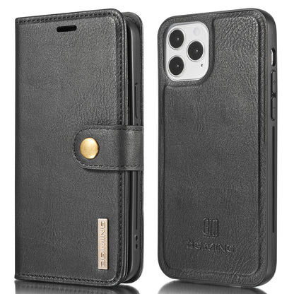 DG.MING For iPhone 13 Pro Max 6.7 inch Comfortable Hand Feeling Anti-scratch Split Leather Wallet Design Detachable 2-in-1 Phone Cover