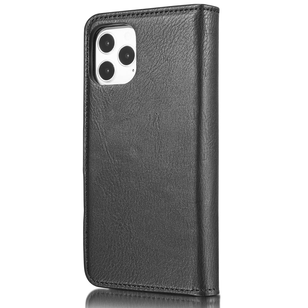 DG.MING For iPhone 13 Pro Max 6.7 inch Comfortable Hand Feeling Anti-scratch Split Leather Wallet Design Detachable 2-in-1 Phone Cover