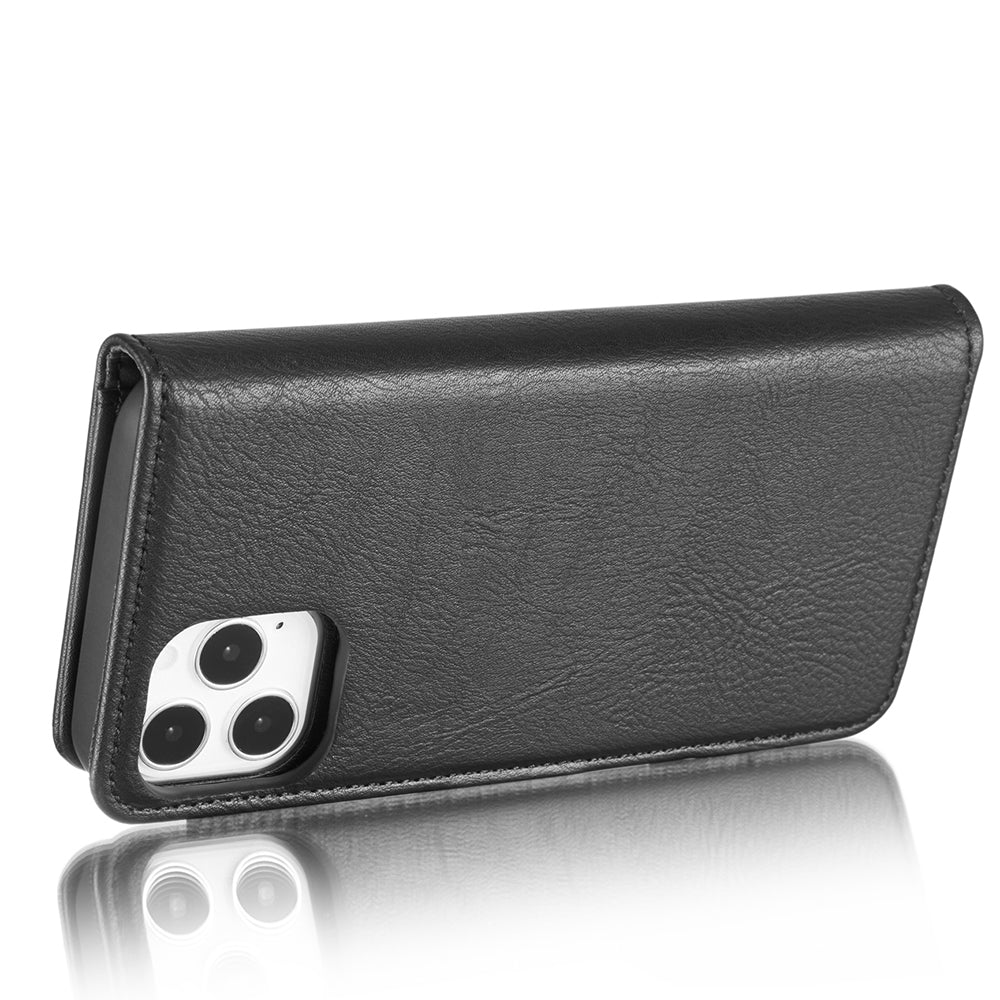DG.MING For iPhone 13 Pro Max 6.7 inch Comfortable Hand Feeling Anti-scratch Split Leather Wallet Design Detachable 2-in-1 Phone Cover
