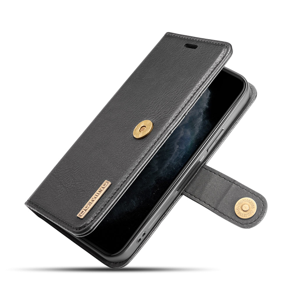 DG.MING For iPhone 13 Pro Max 6.7 inch Comfortable Hand Feeling Anti-scratch Split Leather Wallet Design Detachable 2-in-1 Phone Cover