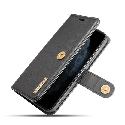 DG.MING For iPhone 13 Pro Max 6.7 inch Comfortable Hand Feeling Anti-scratch Split Leather Wallet Design Detachable 2-in-1 Phone Cover