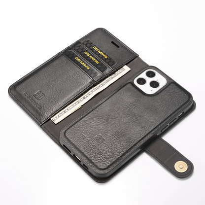 DG.MING For iPhone 13 Pro Max 6.7 inch Comfortable Hand Feeling Anti-scratch Split Leather Wallet Design Detachable 2-in-1 Phone Cover