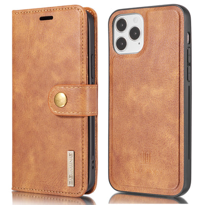 DG.MING For iPhone 13 Pro Max 6.7 inch Comfortable Hand Feeling Anti-scratch Split Leather Wallet Design Detachable 2-in-1 Phone Cover