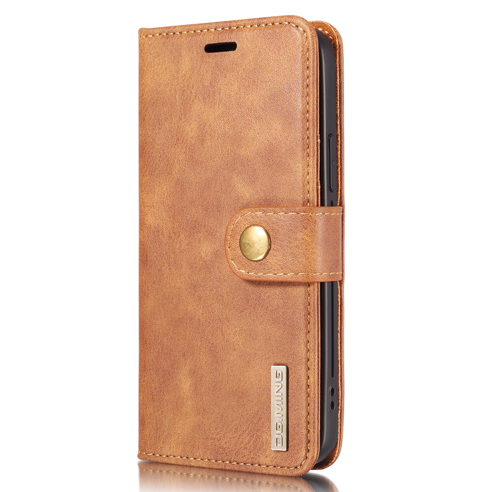 DG.MING For iPhone 13 Pro Max 6.7 inch Comfortable Hand Feeling Anti-scratch Split Leather Wallet Design Detachable 2-in-1 Phone Cover