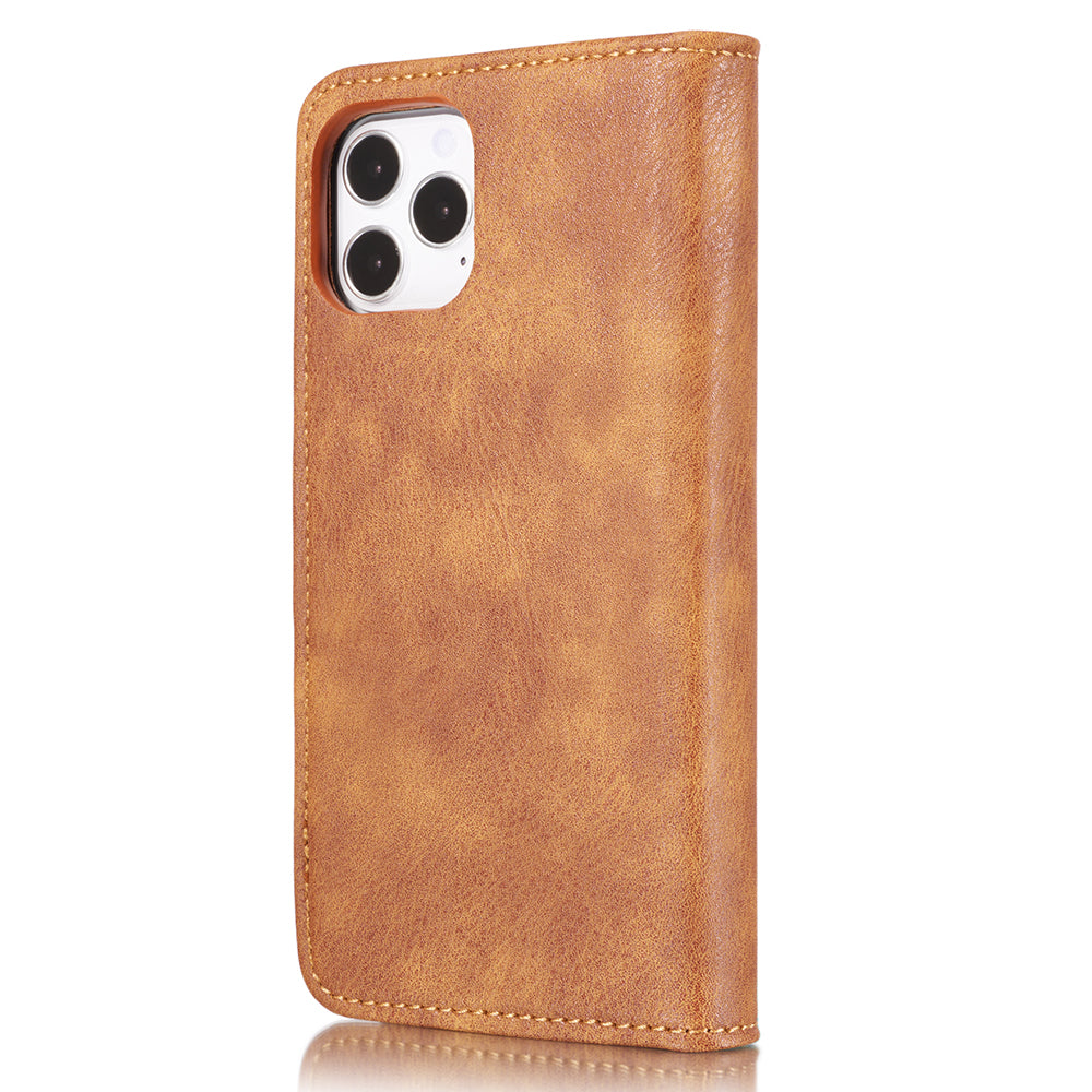 DG.MING For iPhone 13 Pro Max 6.7 inch Comfortable Hand Feeling Anti-scratch Split Leather Wallet Design Detachable 2-in-1 Phone Cover