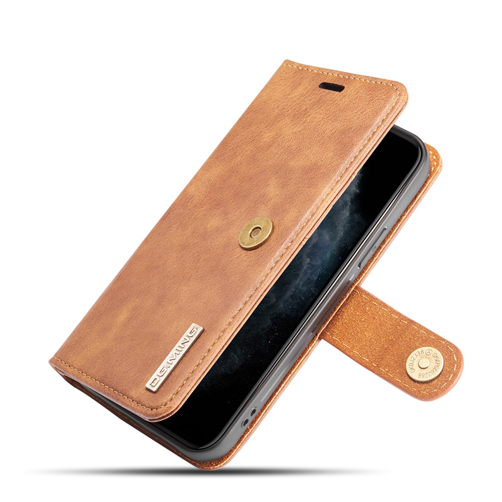 DG.MING For iPhone 13 Pro Max 6.7 inch Comfortable Hand Feeling Anti-scratch Split Leather Wallet Design Detachable 2-in-1 Phone Cover