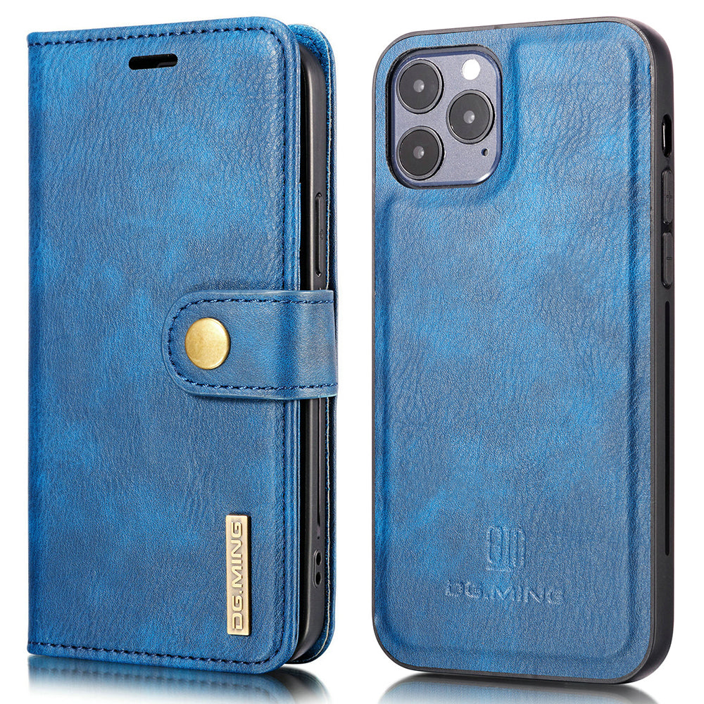 DG.MING For iPhone 13 Pro Max 6.7 inch Comfortable Hand Feeling Anti-scratch Split Leather Wallet Design Detachable 2-in-1 Phone Cover