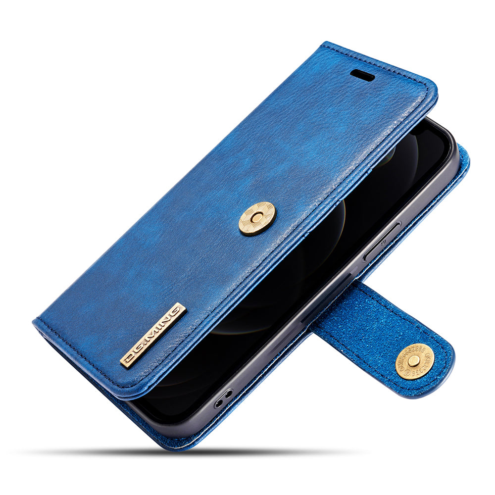 DG.MING For iPhone 13 Pro Max 6.7 inch Comfortable Hand Feeling Anti-scratch Split Leather Wallet Design Detachable 2-in-1 Phone Cover