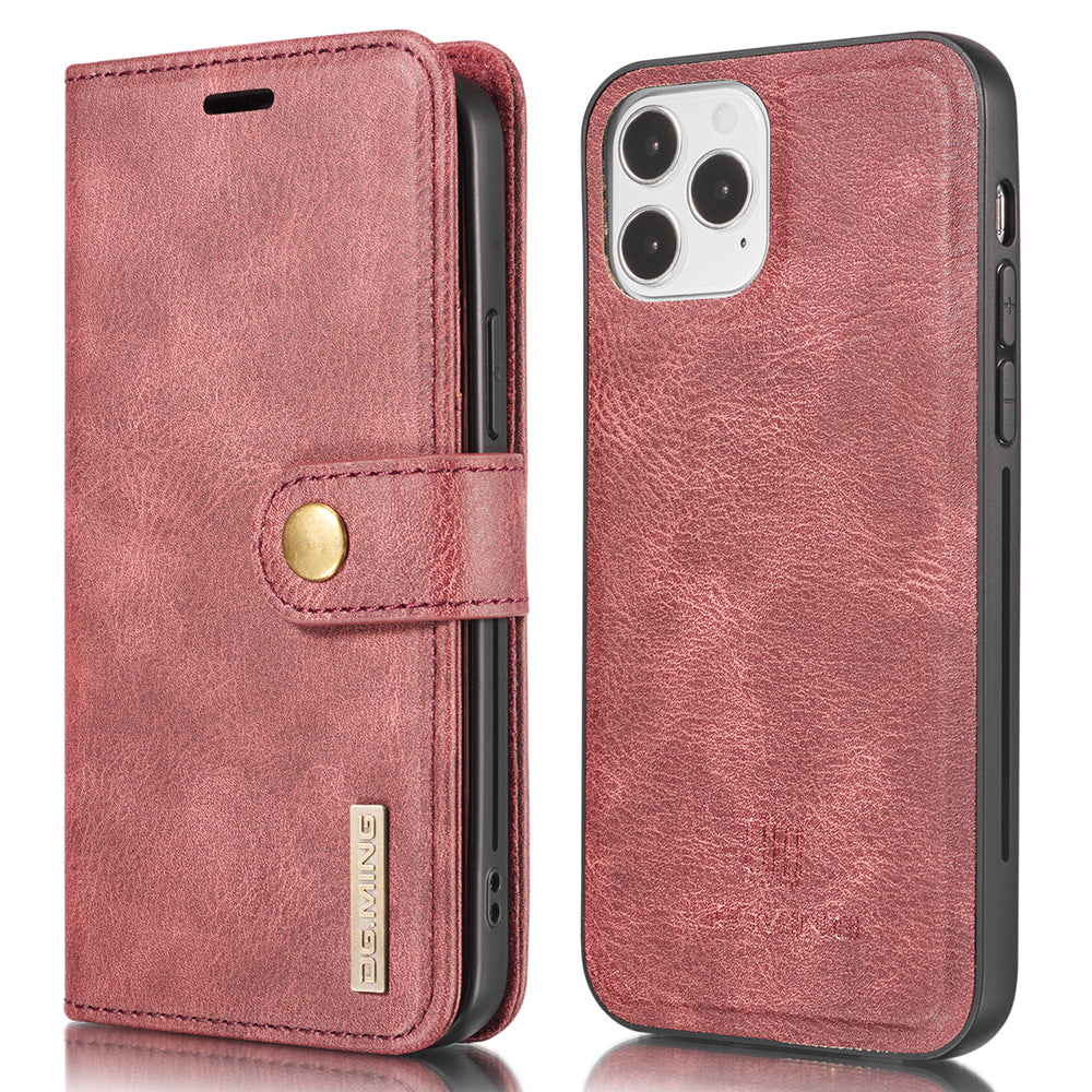 DG.MING For iPhone 13 Pro Max 6.7 inch Comfortable Hand Feeling Anti-scratch Split Leather Wallet Design Detachable 2-in-1 Phone Cover
