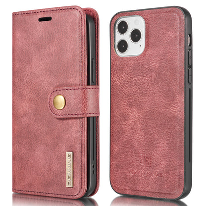 DG.MING For iPhone 13 Pro Max 6.7 inch Comfortable Hand Feeling Anti-scratch Split Leather Wallet Design Detachable 2-in-1 Phone Cover