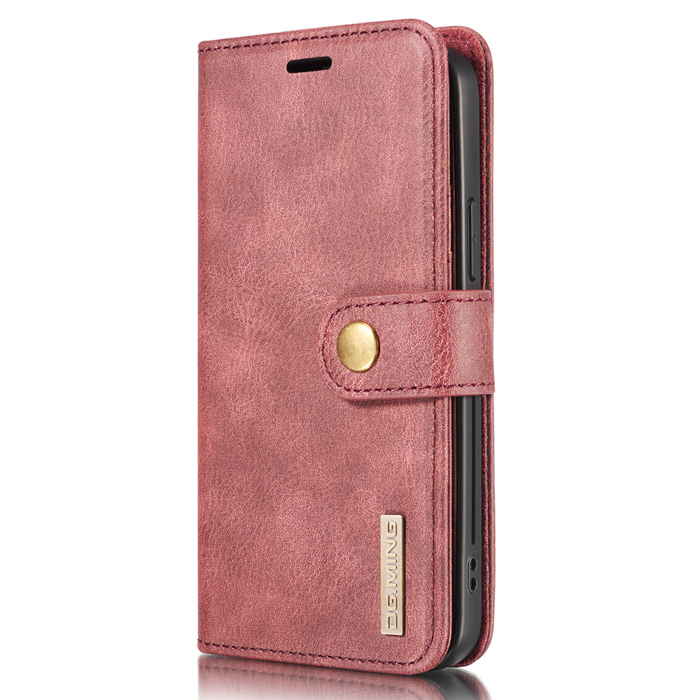 DG.MING For iPhone 13 Pro Max 6.7 inch Comfortable Hand Feeling Anti-scratch Split Leather Wallet Design Detachable 2-in-1 Phone Cover