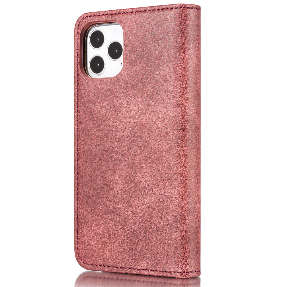 DG.MING For iPhone 13 Pro Max 6.7 inch Comfortable Hand Feeling Anti-scratch Split Leather Wallet Design Detachable 2-in-1 Phone Cover