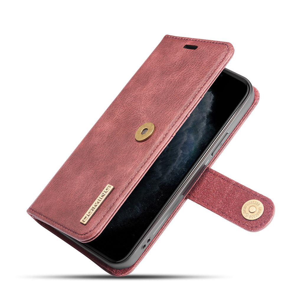 DG.MING For iPhone 13 Pro Max 6.7 inch Comfortable Hand Feeling Anti-scratch Split Leather Wallet Design Detachable 2-in-1 Phone Cover