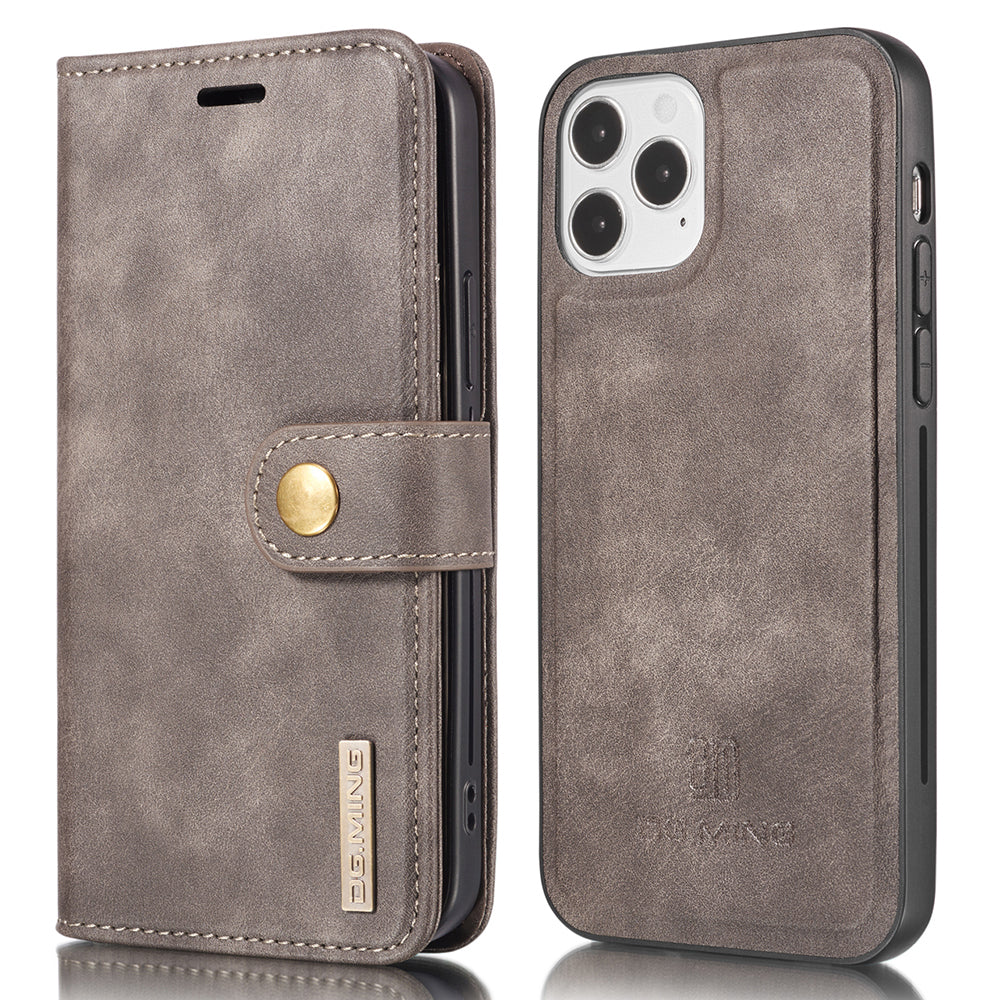 DG.MING For iPhone 13 Pro Max 6.7 inch Comfortable Hand Feeling Anti-scratch Split Leather Wallet Design Detachable 2-in-1 Phone Cover