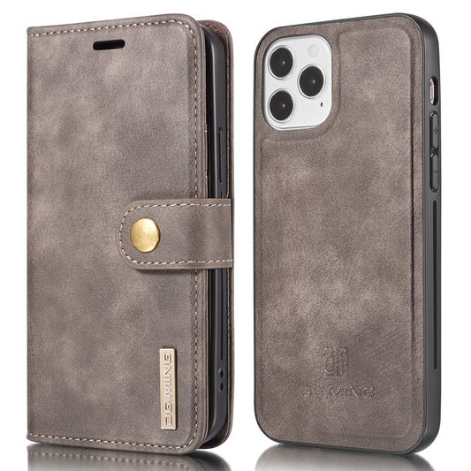 DG.MING For iPhone 13 Pro Max 6.7 inch Comfortable Hand Feeling Anti-scratch Split Leather Wallet Design Detachable 2-in-1 Phone Cover