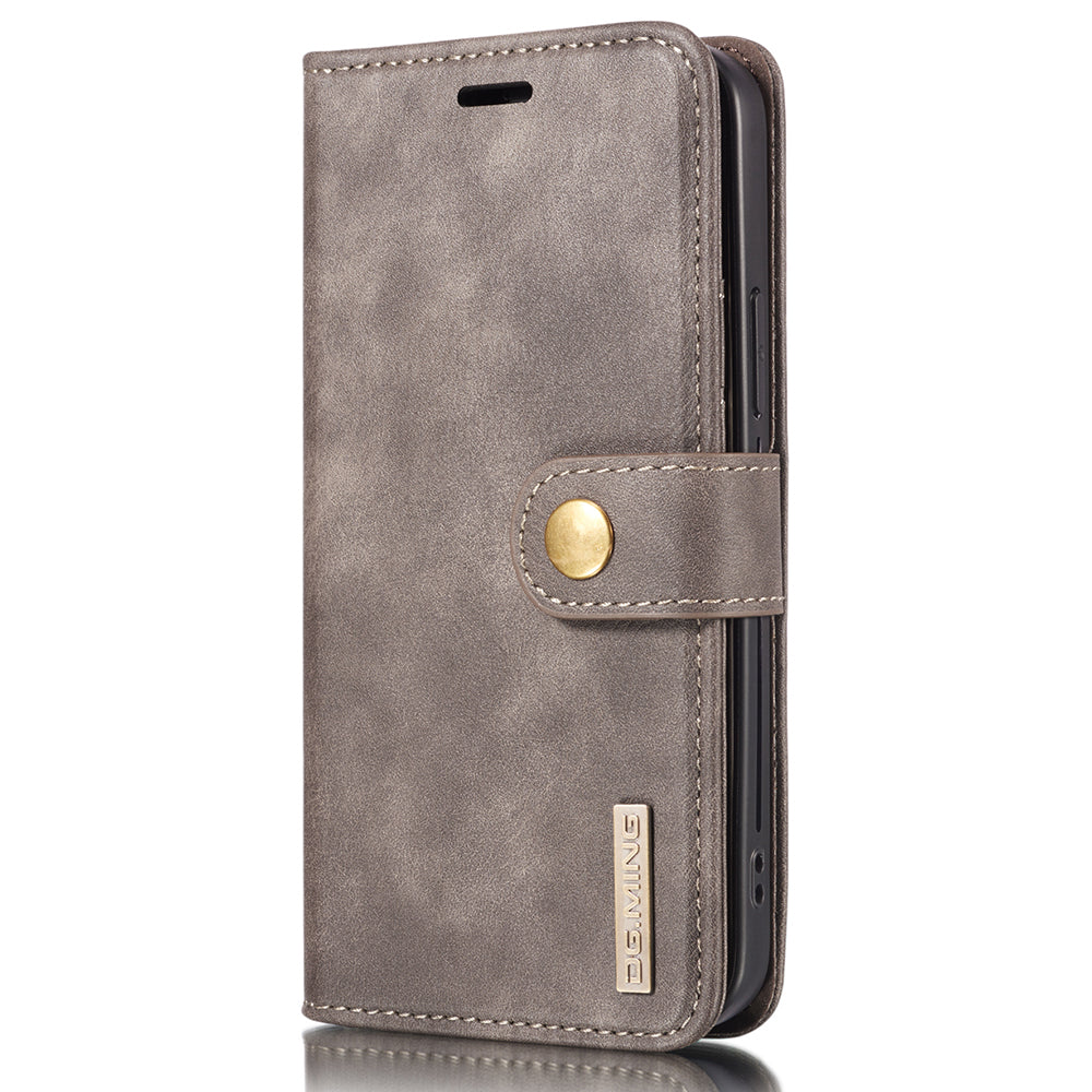 DG.MING For iPhone 13 Pro Max 6.7 inch Comfortable Hand Feeling Anti-scratch Split Leather Wallet Design Detachable 2-in-1 Phone Cover