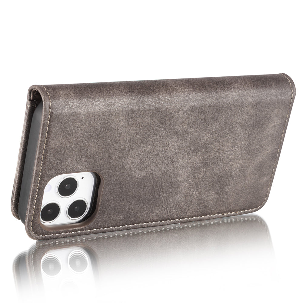 DG.MING For iPhone 13 Pro Max 6.7 inch Comfortable Hand Feeling Anti-scratch Split Leather Wallet Design Detachable 2-in-1 Phone Cover