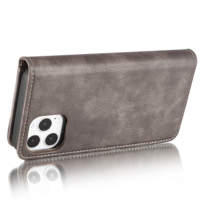 DG.MING For iPhone 13 Pro Max 6.7 inch Comfortable Hand Feeling Anti-scratch Split Leather Wallet Design Detachable 2-in-1 Phone Cover