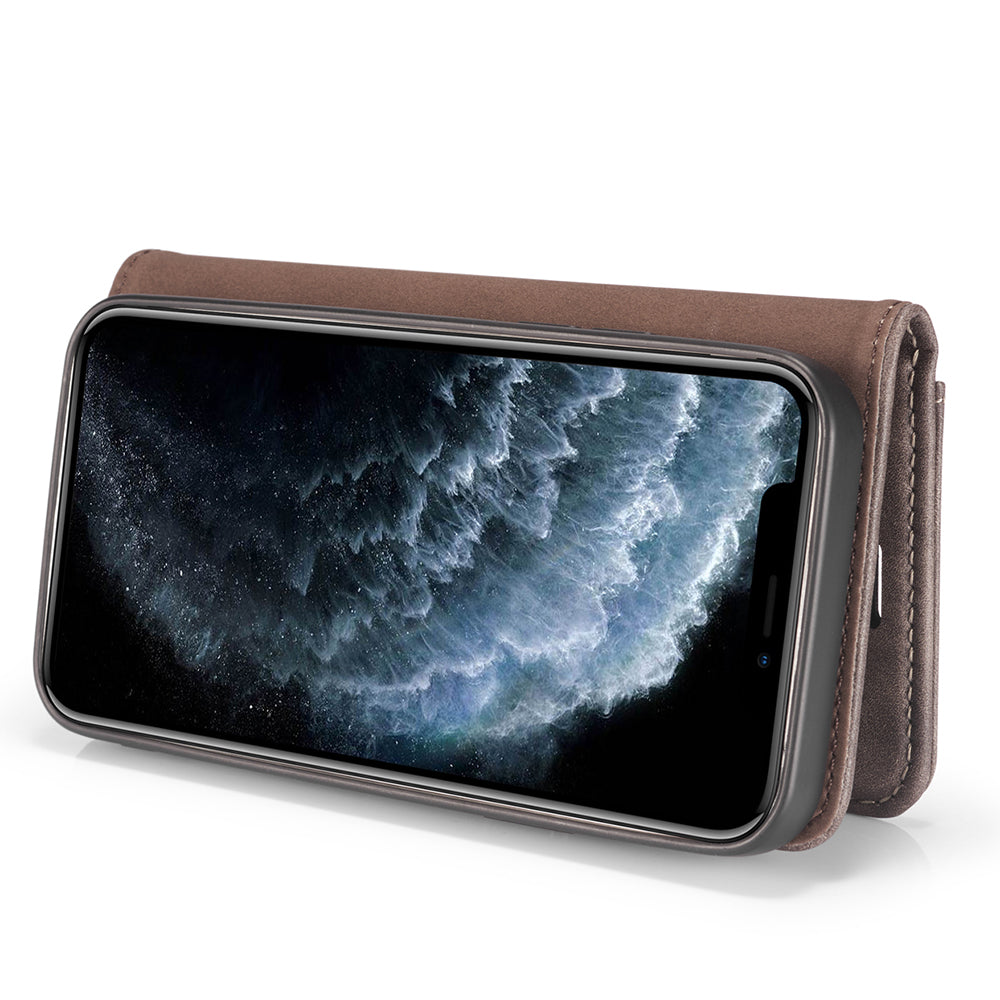 DG.MING For iPhone 13 Pro Max 6.7 inch Comfortable Hand Feeling Anti-scratch Split Leather Wallet Design Detachable 2-in-1 Phone Cover