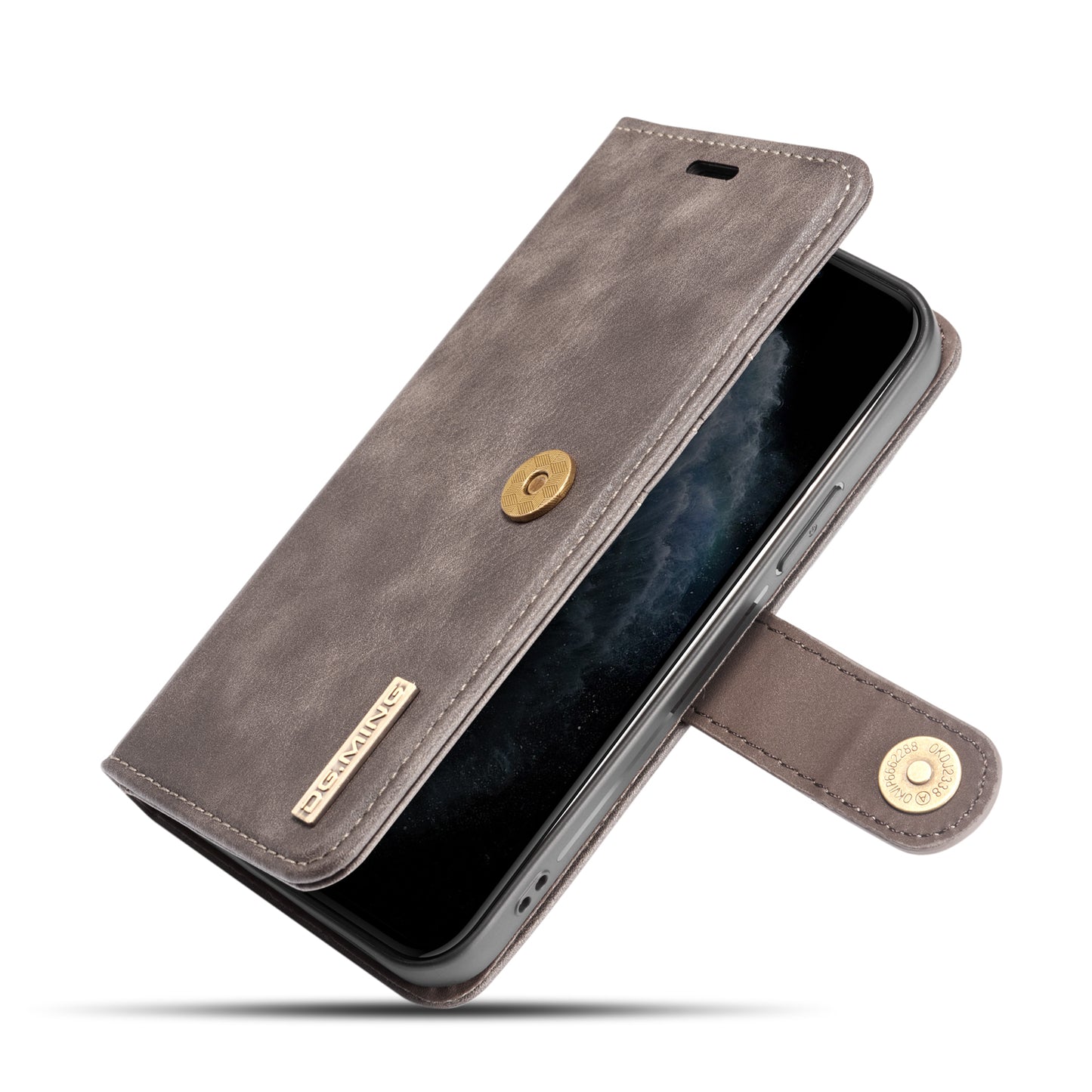 DG.MING For iPhone 13 Pro Max 6.7 inch Comfortable Hand Feeling Anti-scratch Split Leather Wallet Design Detachable 2-in-1 Phone Cover