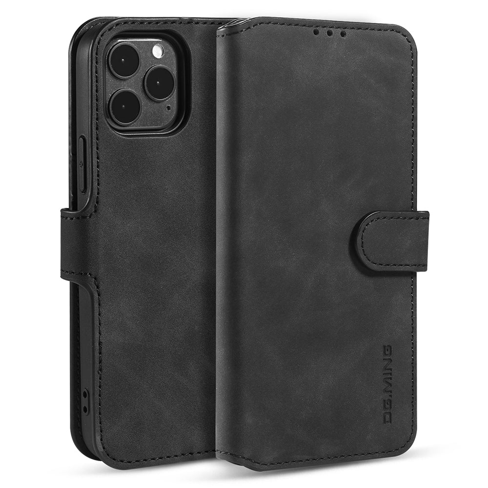 DG.MING Wallet Stand Design Retro Style Full Protection Leather Cover with Strap for iPhone 13 Pro 6.1 inch