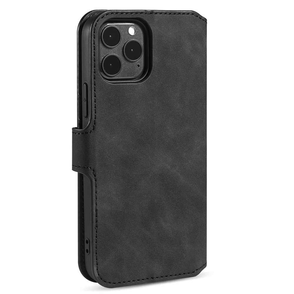 DG.MING Wallet Stand Design Retro Style Full Protection Leather Cover with Strap for iPhone 13 Pro 6.1 inch