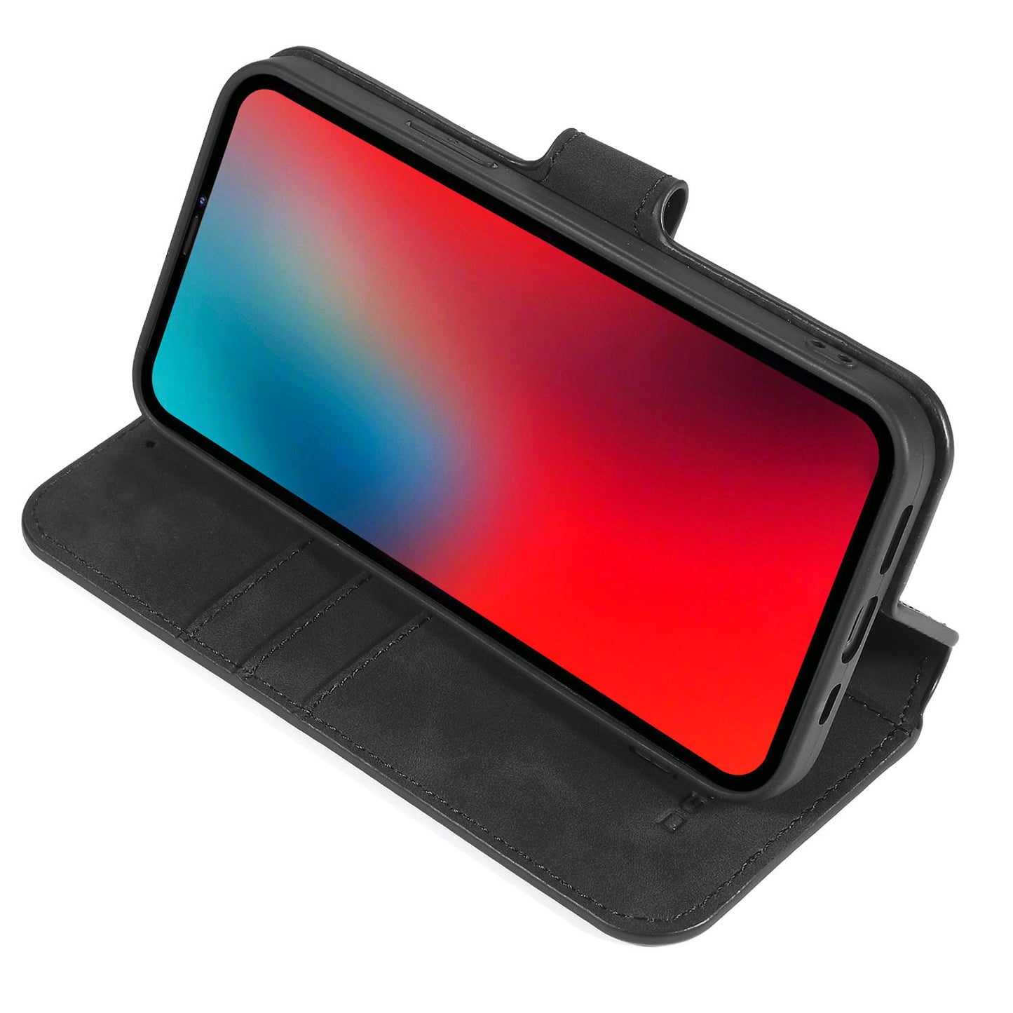 DG.MING Wallet Stand Design Retro Style Full Protection Leather Cover with Strap for iPhone 13 Pro 6.1 inch