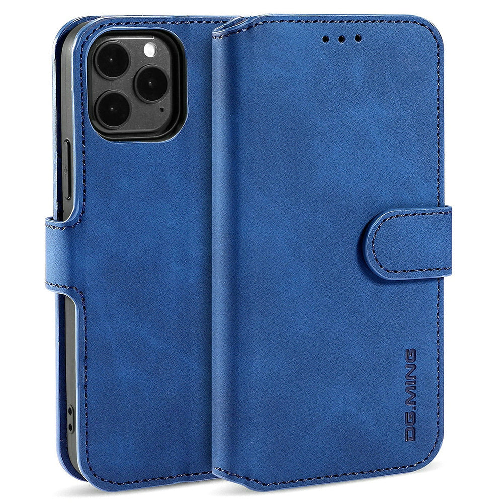 DG.MING Wallet Stand Design Retro Style Full Protection Leather Cover with Strap for iPhone 13 Pro 6.1 inch