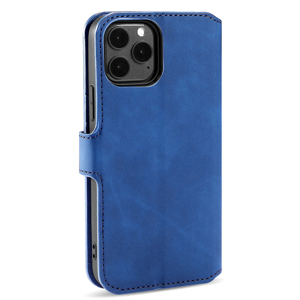 DG.MING Wallet Stand Design Retro Style Full Protection Leather Cover with Strap for iPhone 13 Pro 6.1 inch
