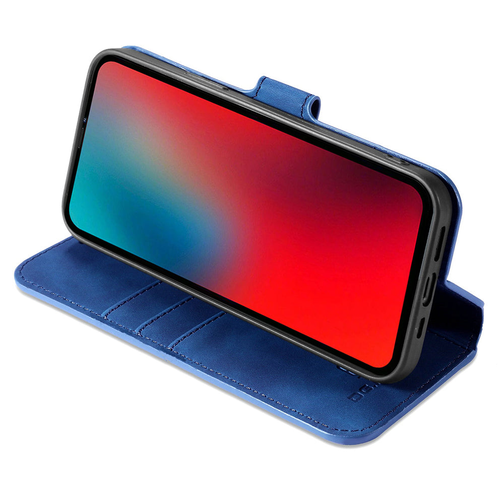DG.MING Wallet Stand Design Retro Style Full Protection Leather Cover with Strap for iPhone 13 Pro 6.1 inch