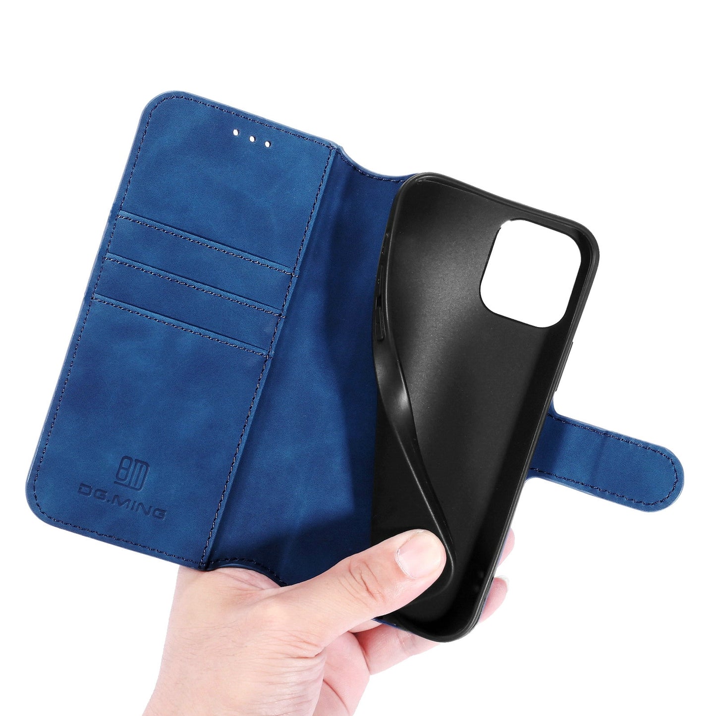 DG.MING Wallet Stand Design Retro Style Full Protection Leather Cover with Strap for iPhone 13 Pro 6.1 inch